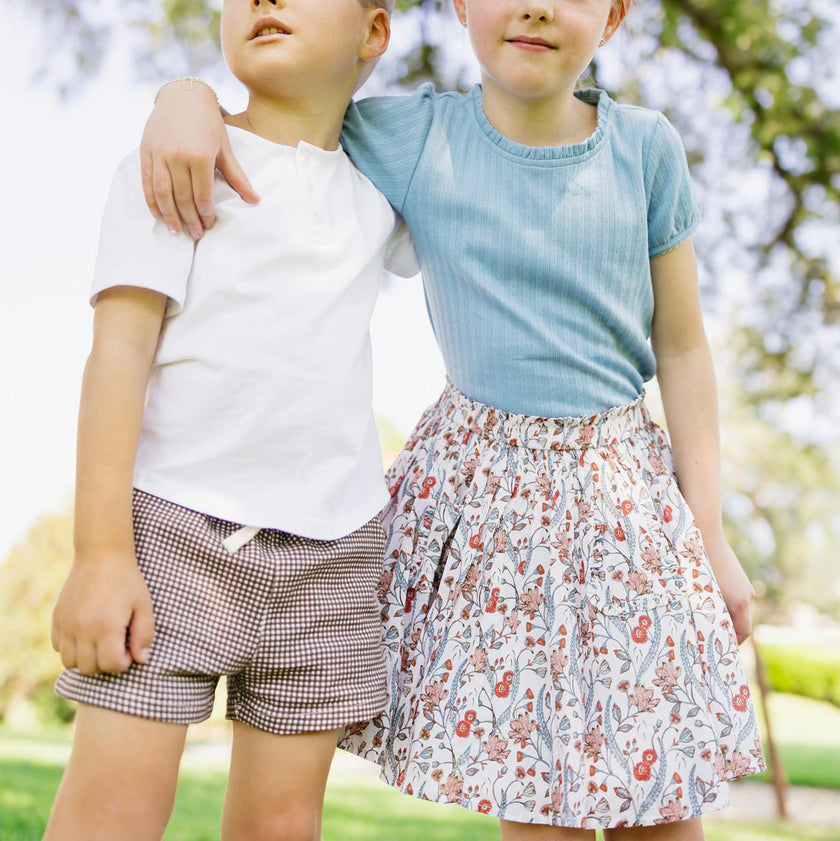 girls dusk blue ruffle pointelle puff sleeve shirt