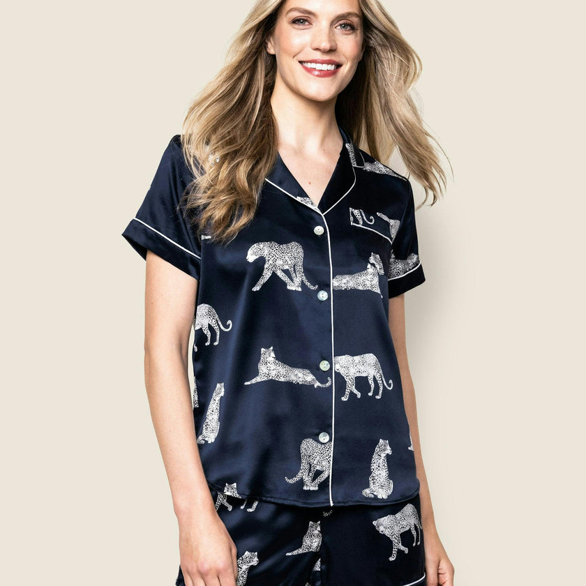 Women's Silk Short Set in Panthère de Nuit
