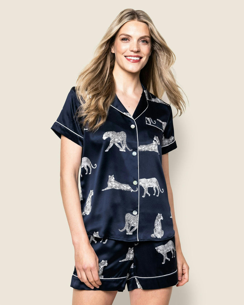 Women's Silk Short Set in Panthère de Nuit