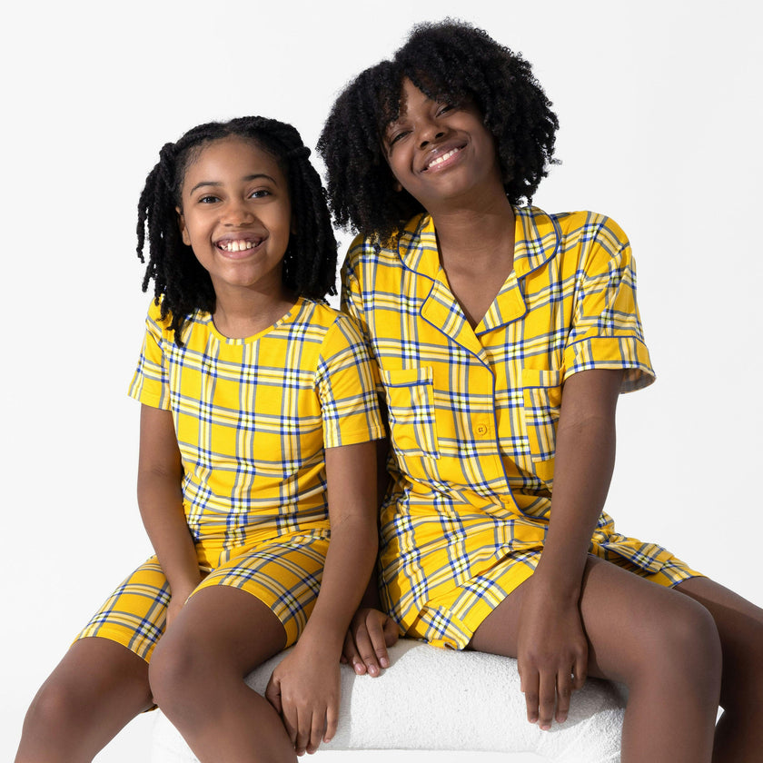 Clueless Total Betty Plaid Bamboo Kids Pajama Short Set