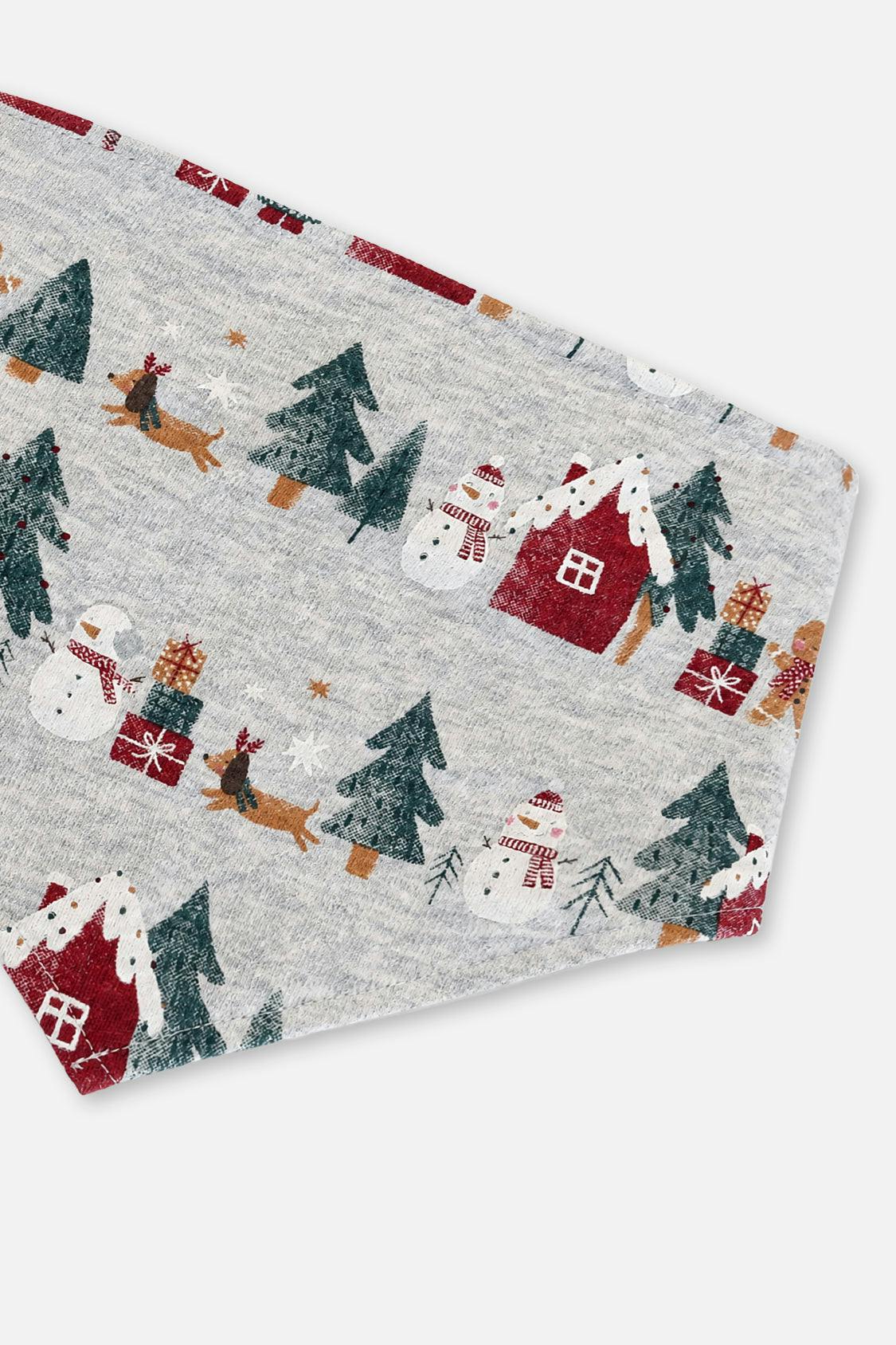 Organic Cotton One Piece Christmas Bandana For Dogs Holiday Print