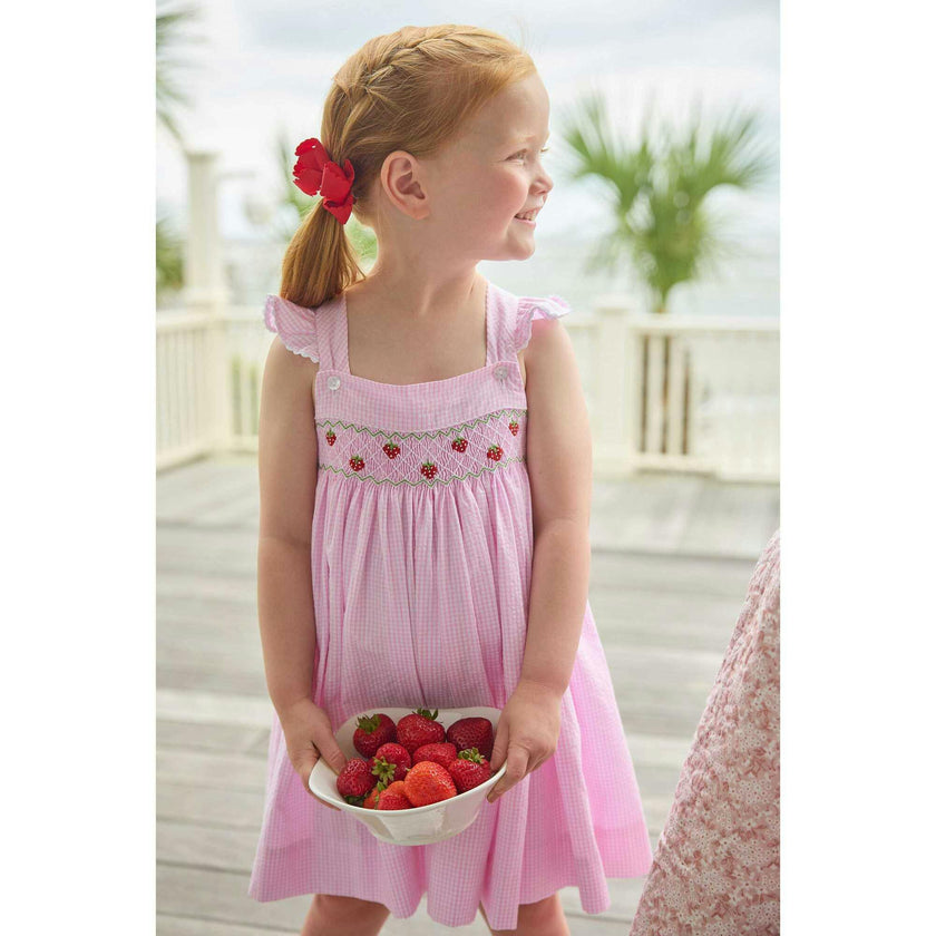 Smocked Lizzy D Dress - Strawberries