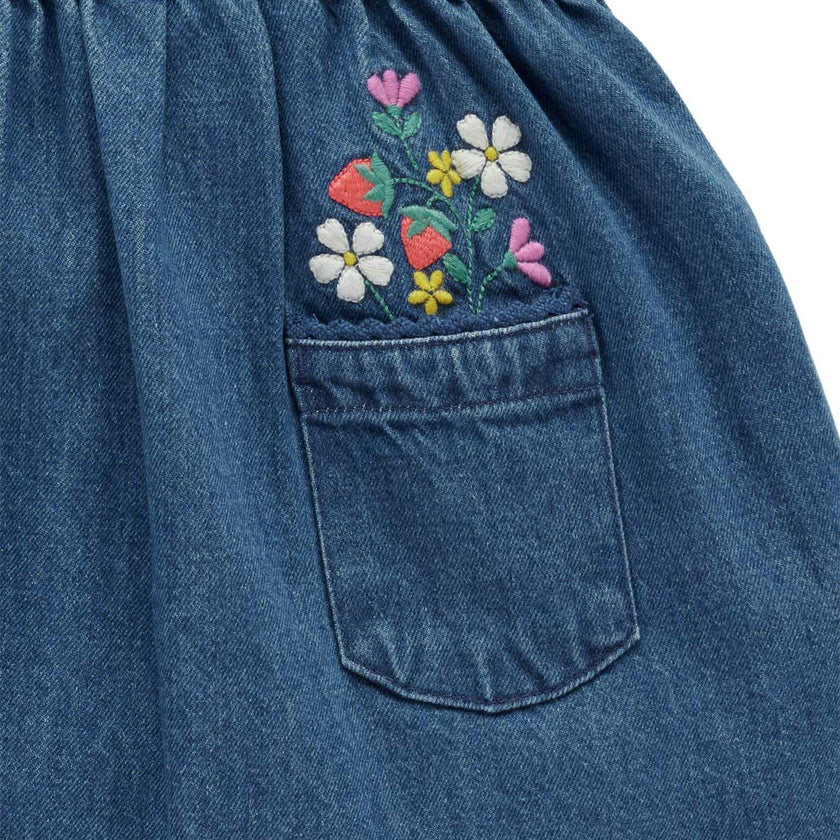 Embroidered Pinnie Set Mid Denim