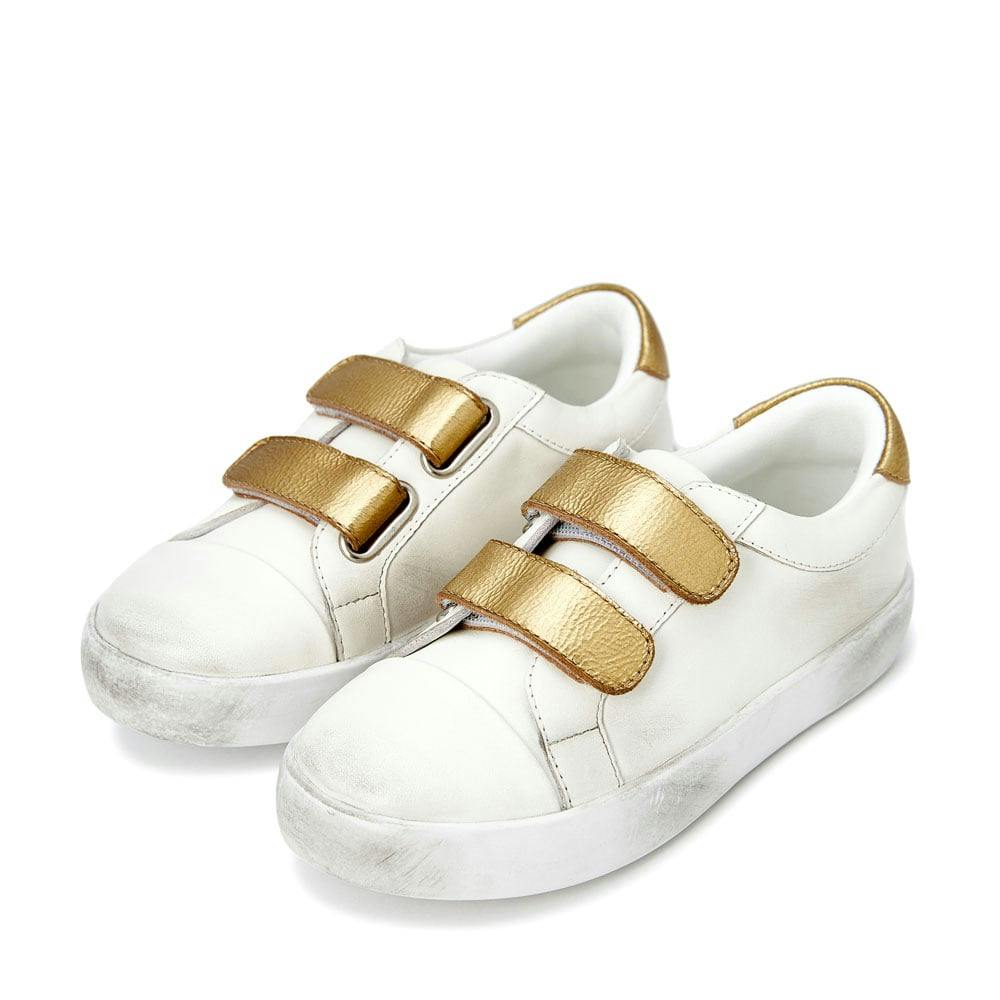 Maeve Old School Double Velcro Strap Leather Sneakers