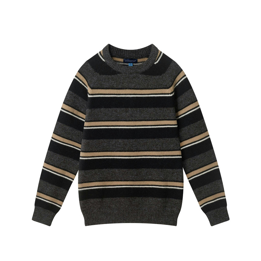 Big Kid (8-18) Boys Striped Crewneck Sweater | Brown