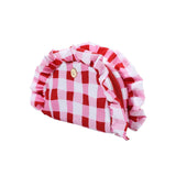 Packed Party Picnic-Core Red and White Gingham Ruffled Clutch - 8.25x5.25 Inch Check Print Pouch with Ruffle Trim and Poly Lining for Parties and Gifting