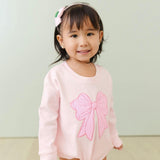 Pink Bow Sequin Patch Long Sleeve Romper