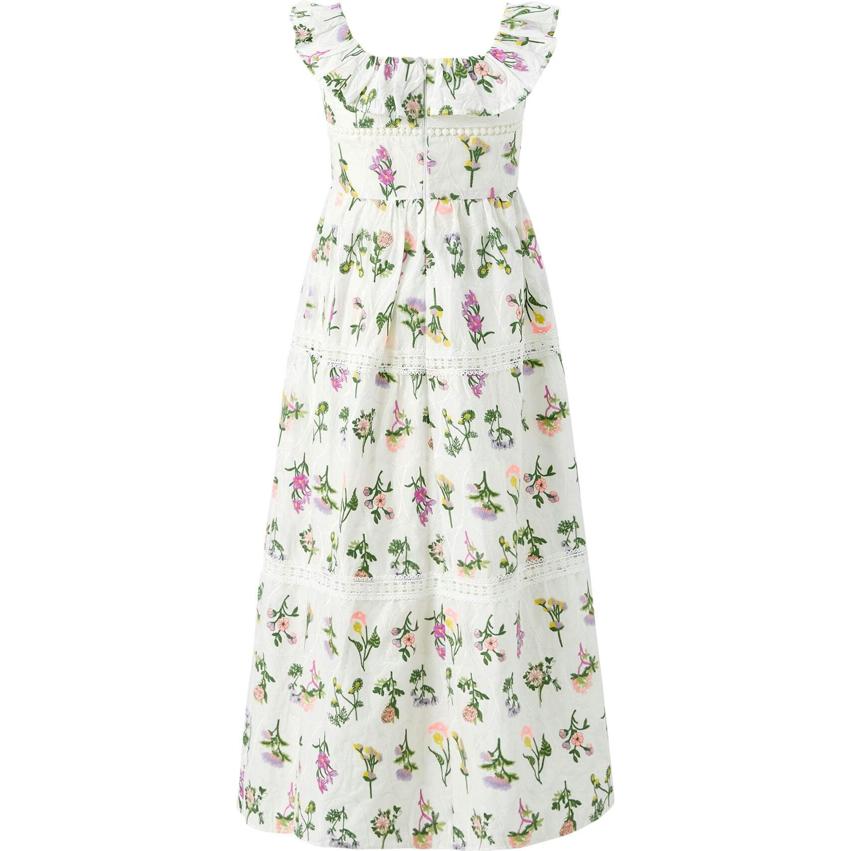 Emely Frill Embroidered Maxi Dress