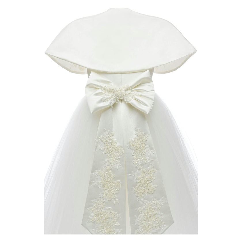 White Hermione Embroidered Cape Dress