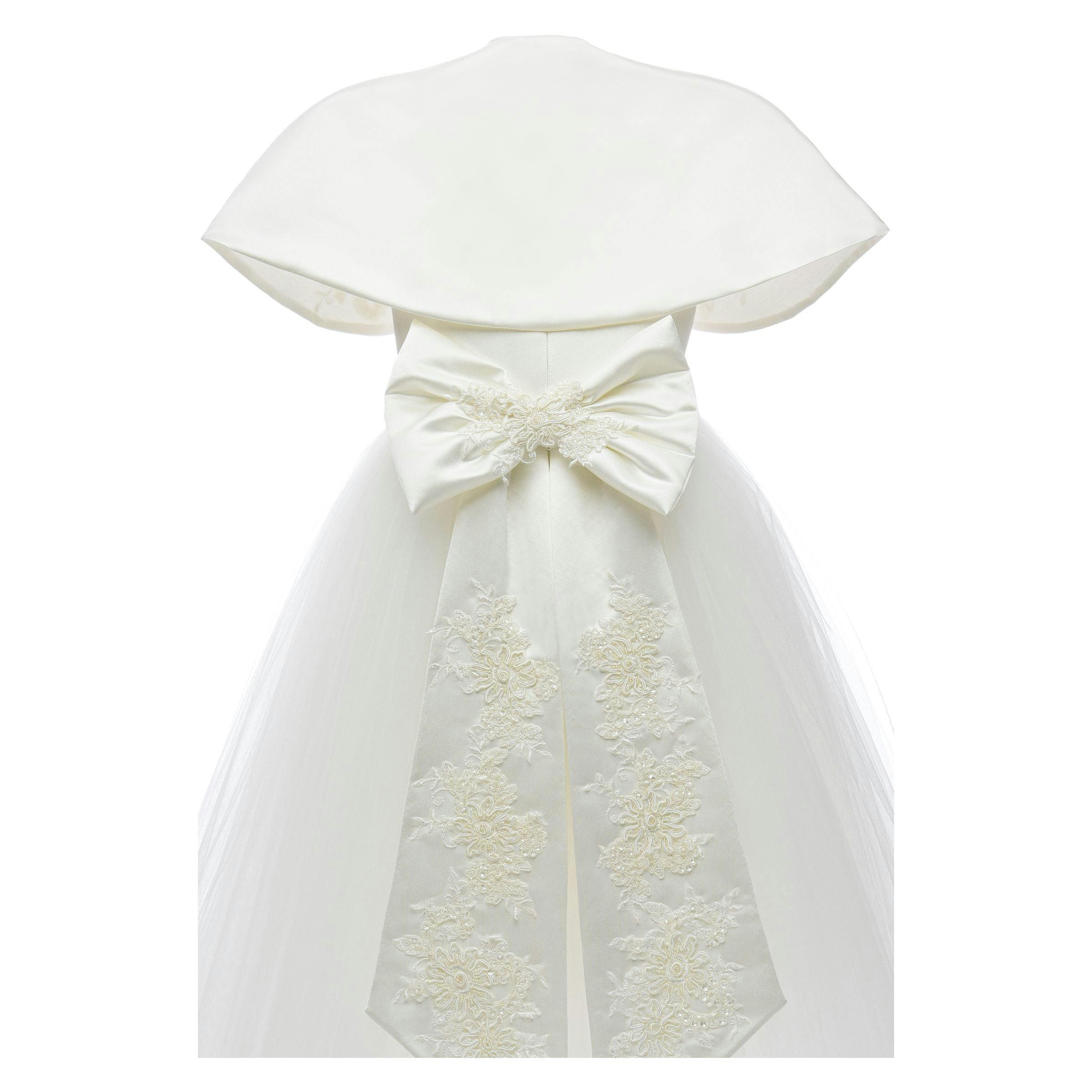 White Hermione Embroidered Cape Dress