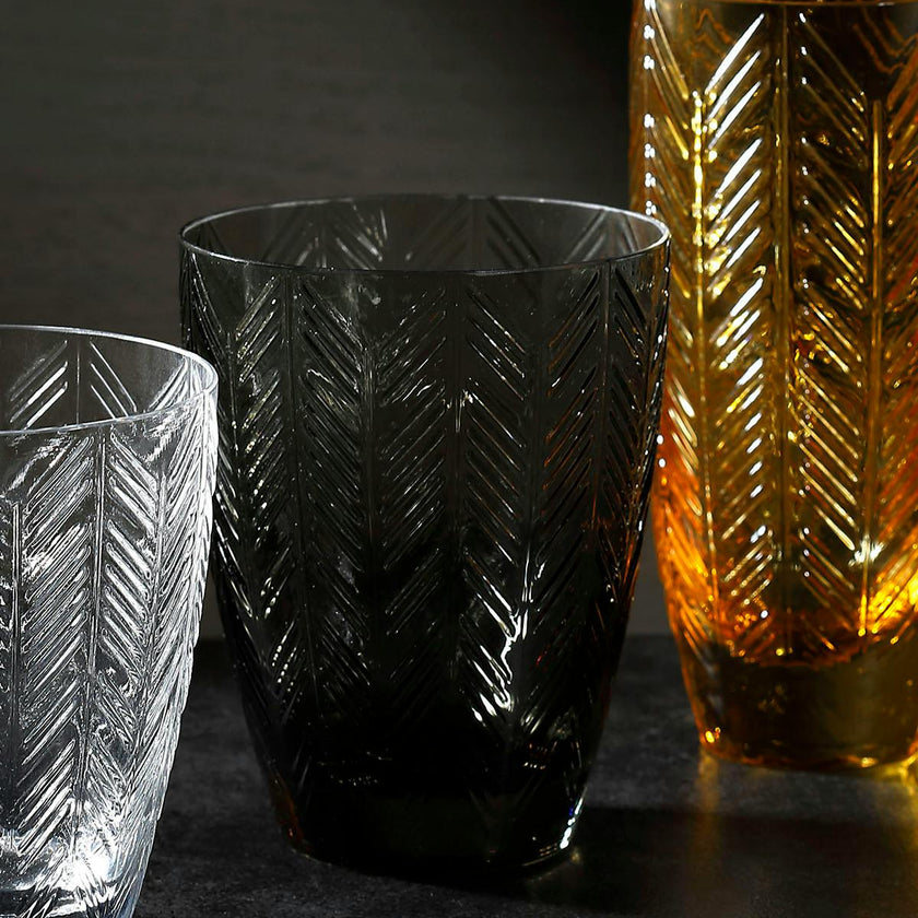 Wine Glasses ZIG ZAG Set of 6  Grey 9.8 oz, diam. 3.25", H 3.75"