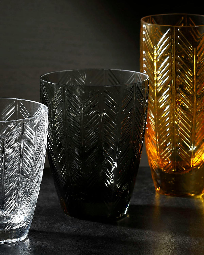 Water Glasses ZIG ZAG Set of 6  Grey 11.8 oz, diam. 3.3", H 4"