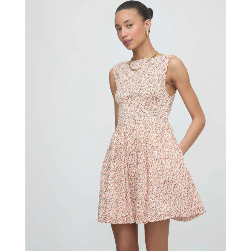 The Cosima Mini Nap Dress - Ivory Geo Ditsy