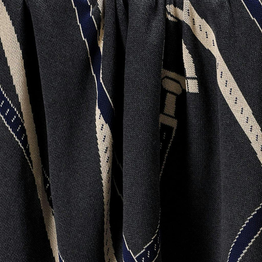 Cotton Sustainable Knit Patterned Throw Blanket - Equestrian Tack
