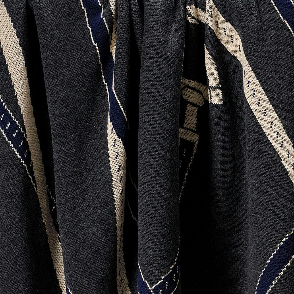 Cotton Sustainable Knit Patterned Throw Blanket - Equestrian Tack