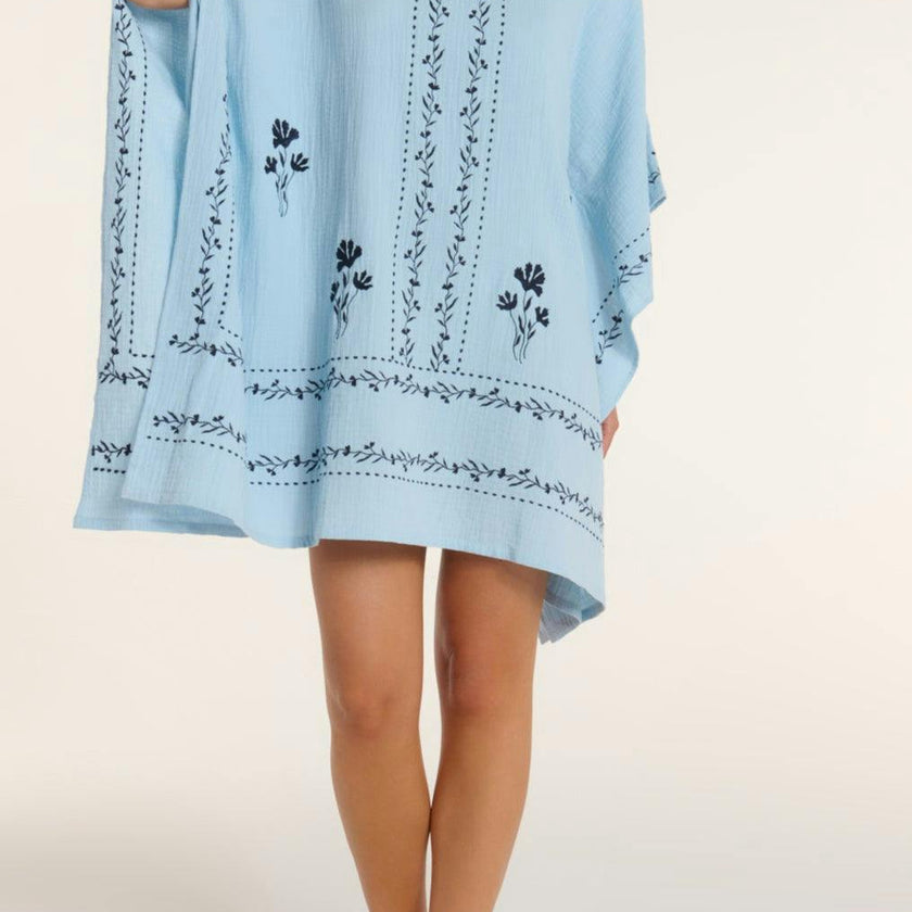 Priscilla Dress in Blue Embroidery