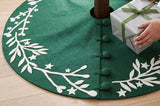 Handmade Felt Cream Branches and Stars Green Christmas Tree Skirt 60"