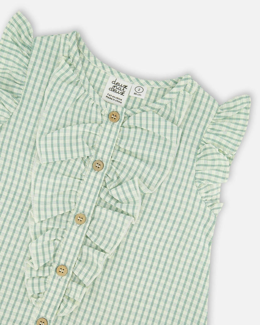 Plaid Poplin Dress Green