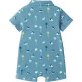 Infant Boys Blue Printed Baby Polo Romper | Blue Palm