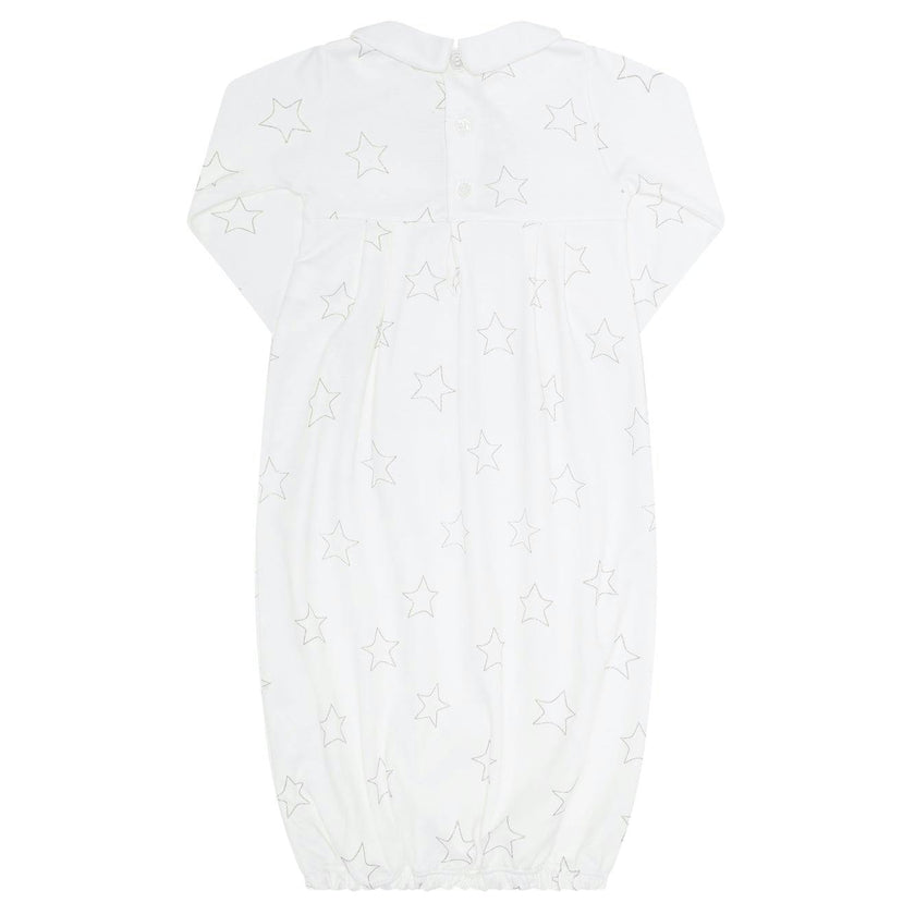 Grey Stars Print Smocked Gown
