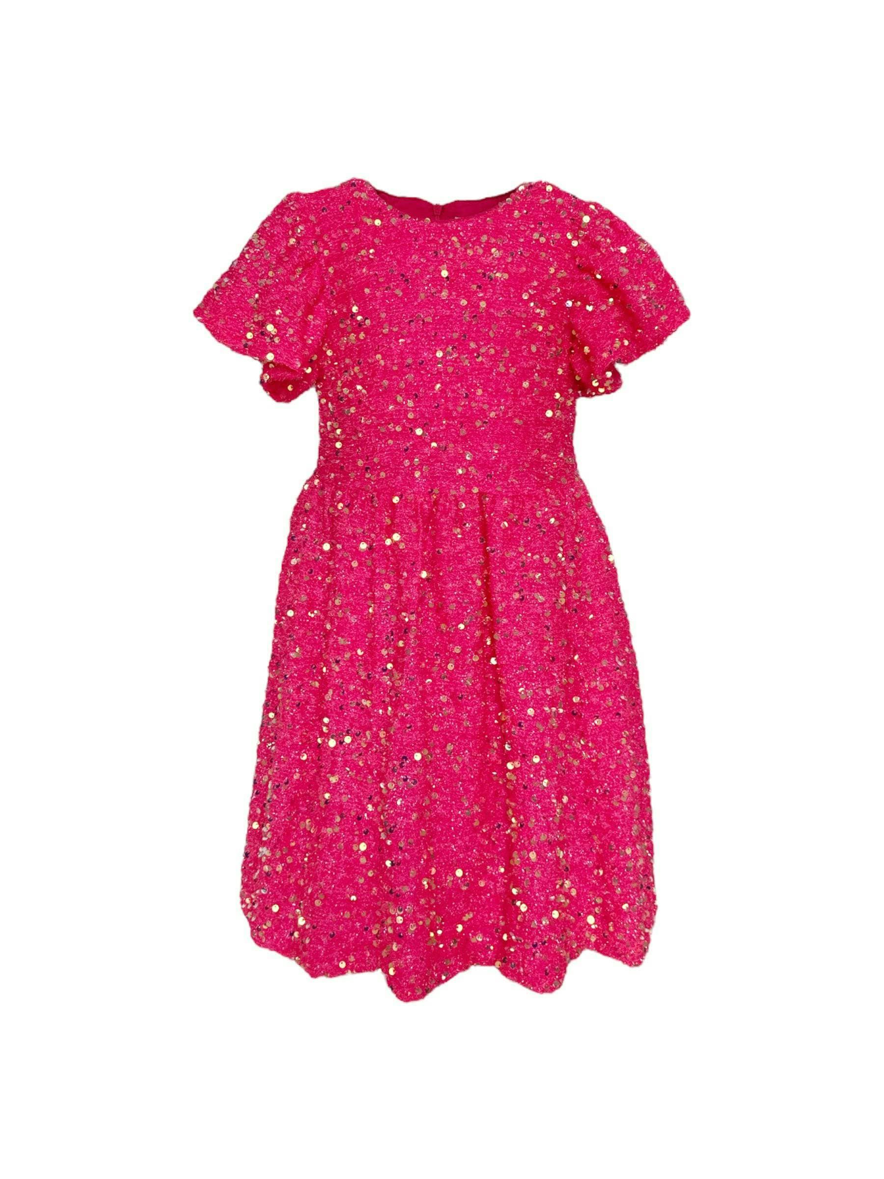 Margot Sequin Velour Short Flared Sleeve Dress