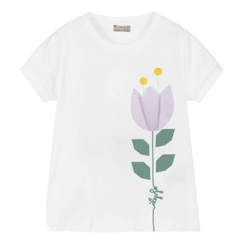 White Tulip Floral Graphic T-Shirt