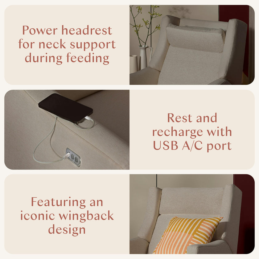 Kiwi Plus Power Recliner and Swivel Glider with Power Adjustable Headrest and USB Port