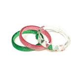 Christmas Tree Glitter Pink Glitter Green Bangles