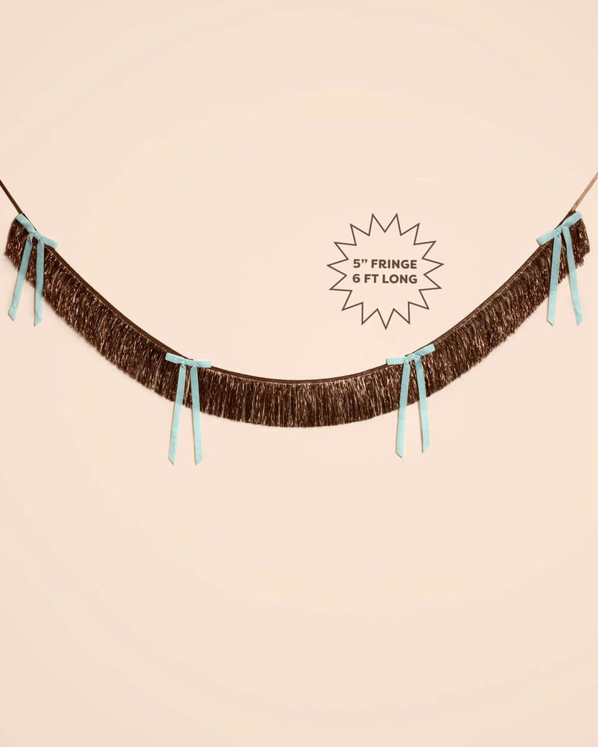 Espresso Bow Banner - fringe + velvet bows