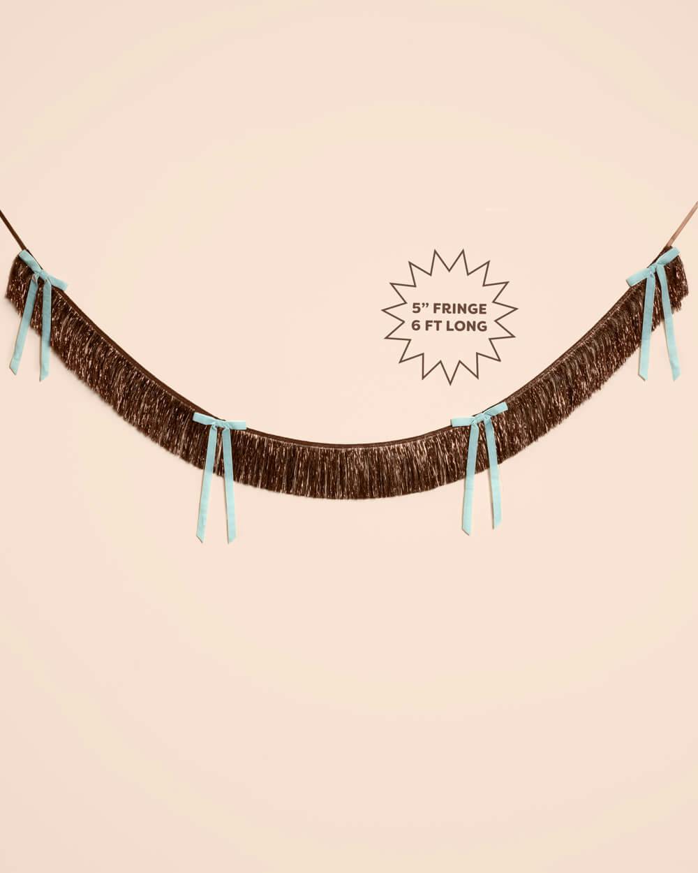 Espresso Bow Banner - fringe + velvet bows