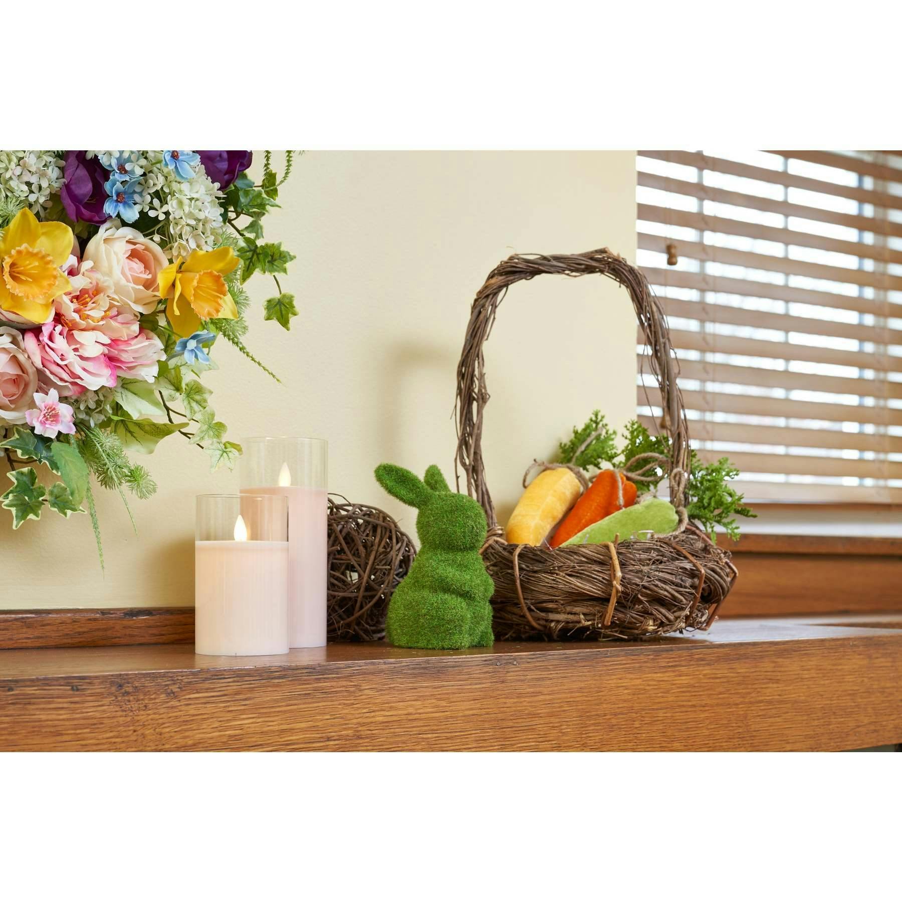 Moss Covered Standing Bunny Rabbits Easter Tabletop Decor - Set of 2