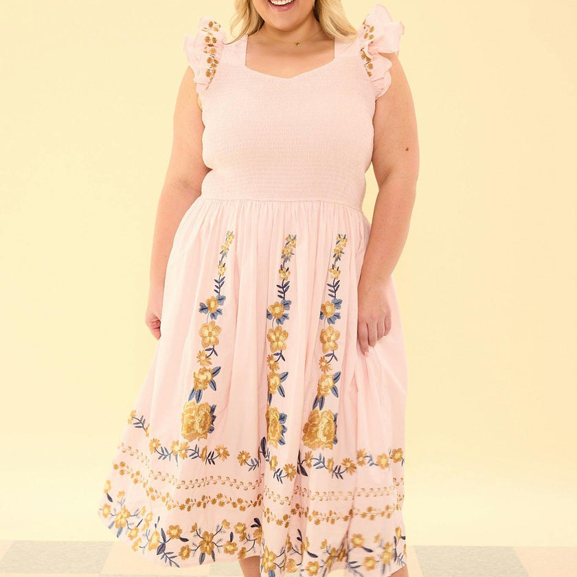 Hattie Dress in Embroidered Spring Floral