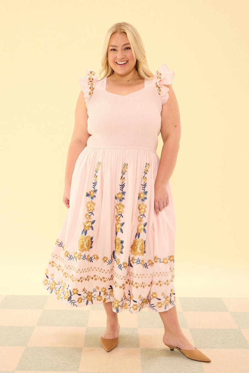 Hattie Dress in Embroidered Spring Floral