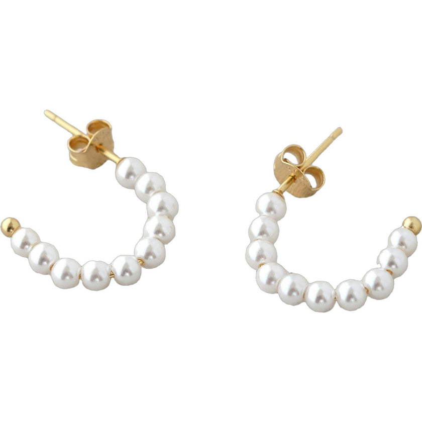 Freshwater Pearl Huggie Post Hoop Earrings