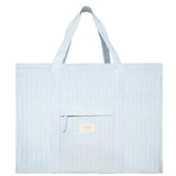 powder blue stripe overnighter tote