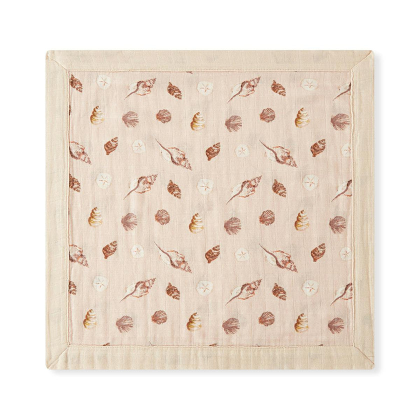 Seashells Mini Lovey Two-Layer Muslin Security Blanket