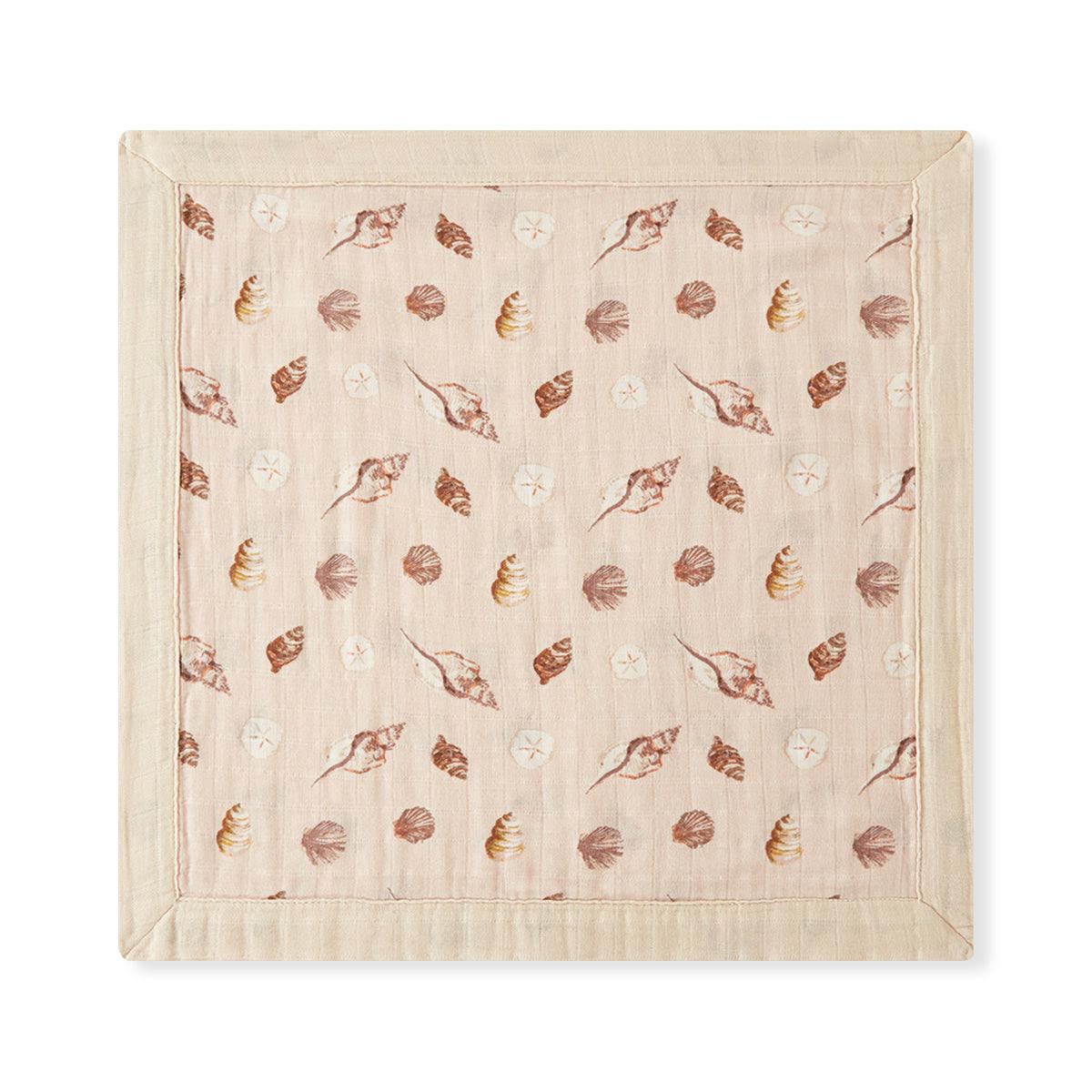 Seashells Mini Lovey Two-Layer Muslin Security Blanket