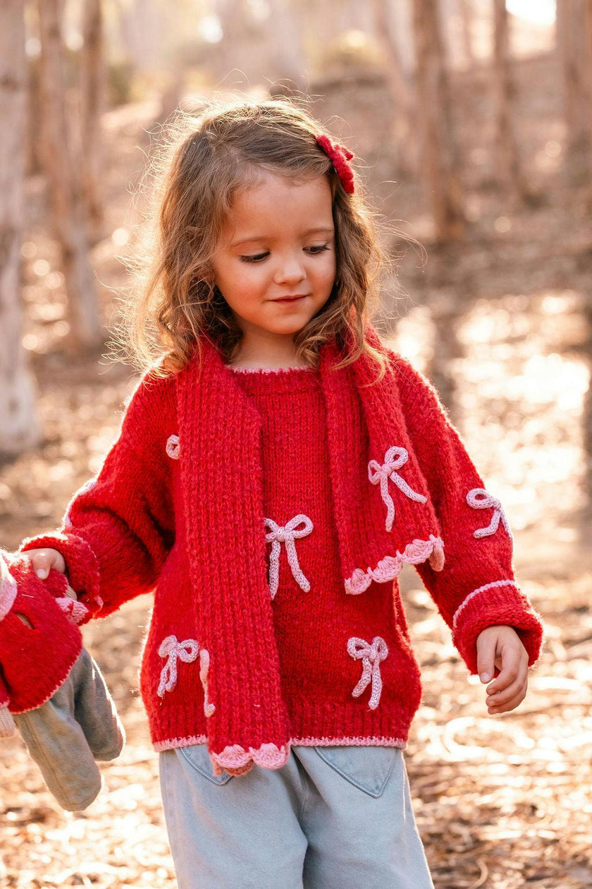 Bow Sweater in Crimson