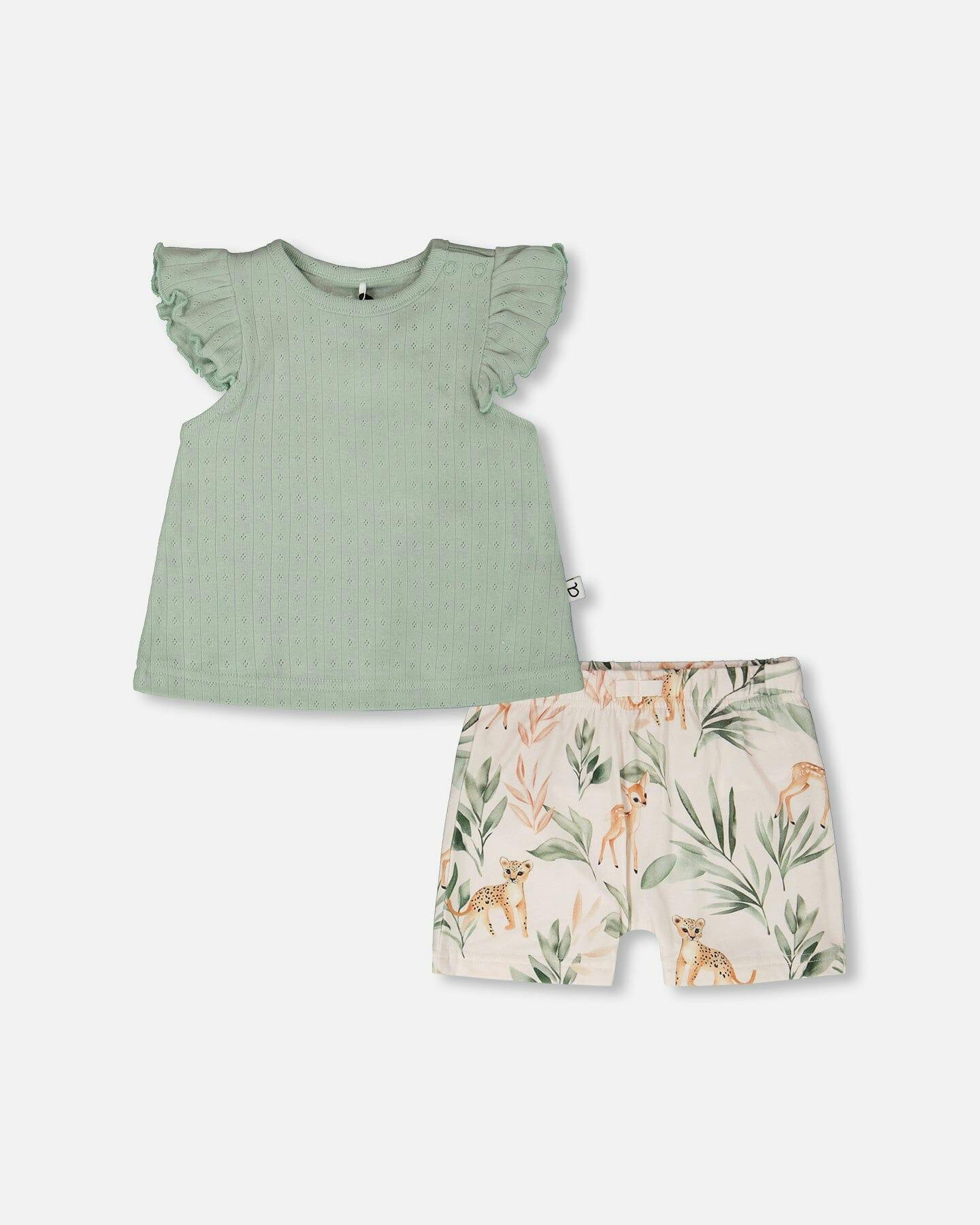 Pointelle Top And Organic Cotton Jersey Short Set