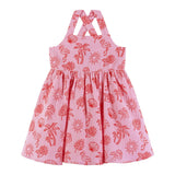 Kids Pink Tropical Icon Printed Gauze Dress