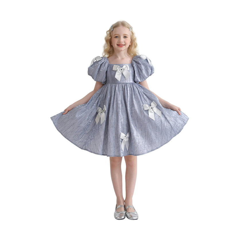 Blue Clarissa Bow Party Dress
