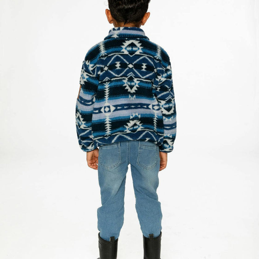 Mid-Season Plush Pullover Jacket Aztec Blue
