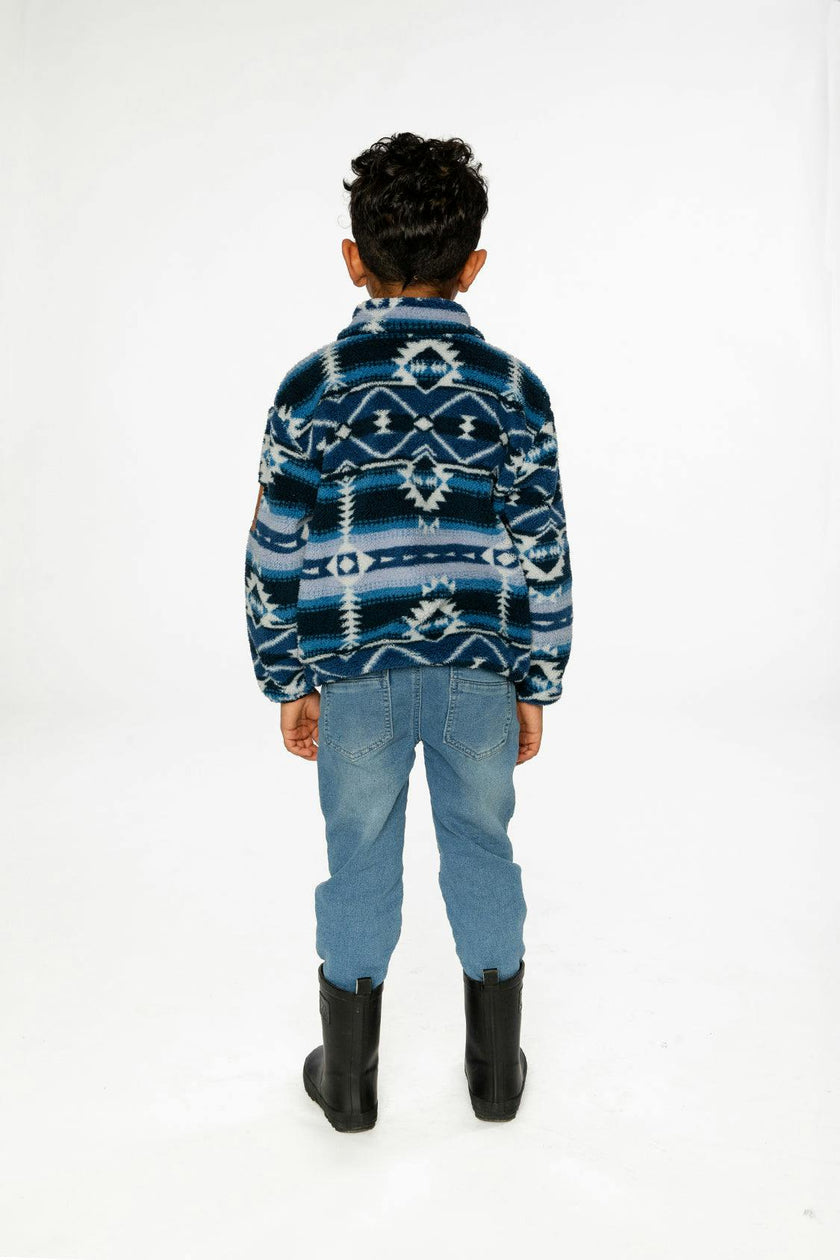 Mid-Season Plush Pullover Jacket Aztec Blue