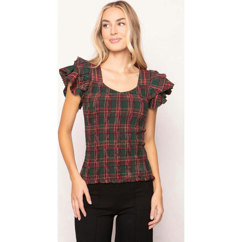 Hattie Top in Evergreen Plaid