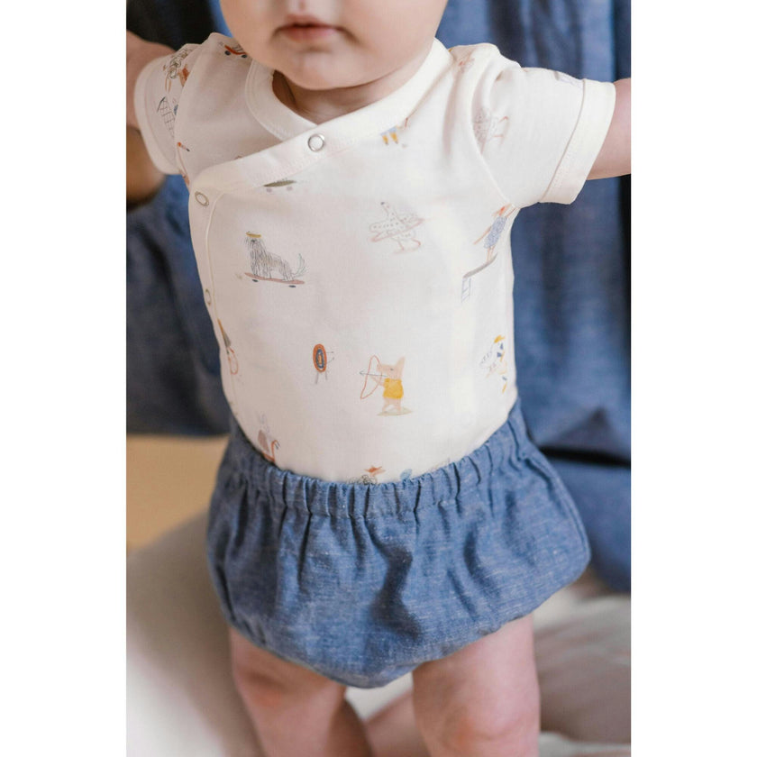 Short Sleeve Kimono Snap Onesie, Multi