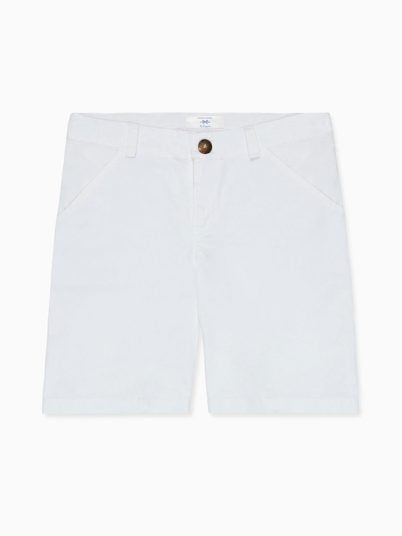 Nicky Hilton x La Coqueta White Conrad Boy Chino Shorts