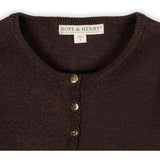 Organic Cropped Scallop Edge Sweater Cardigan, Brown