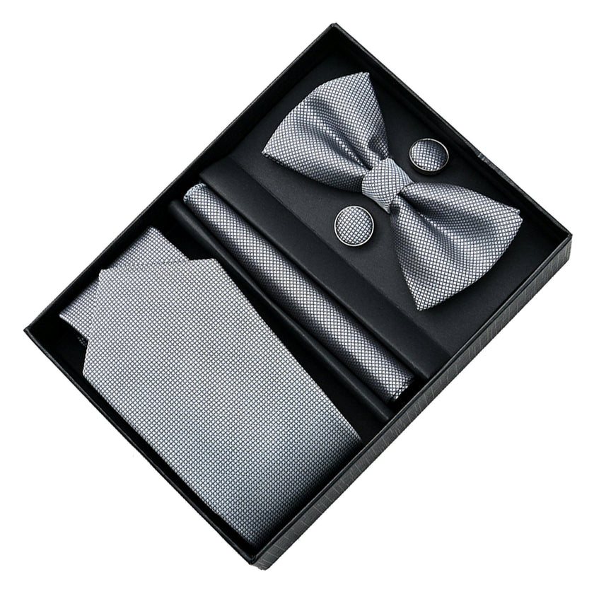 Silver Texture Tie Set