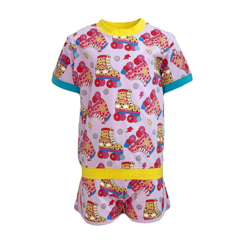 Roller Girl Print 2-Piece Tee & Short Set