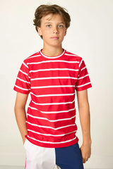 red/white ballpark stripe practice shirt